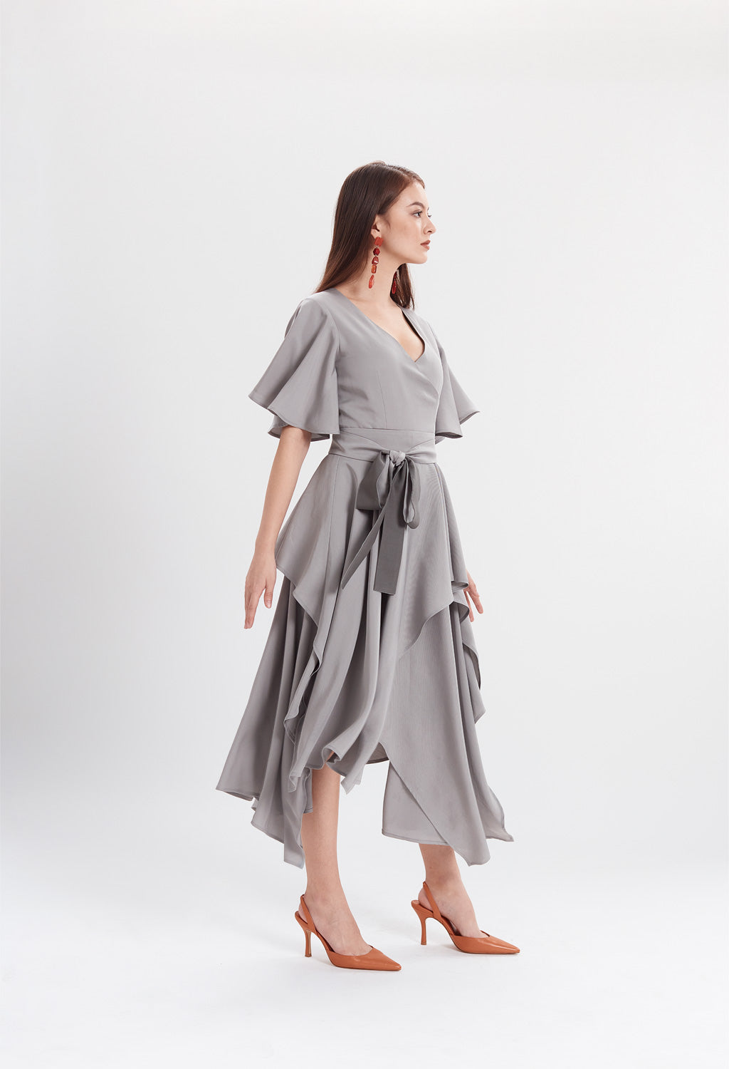 Two-tone Handkerchief Dress in Grey Kinquo Two-tone Handkerchief Dress in Grey Kinquo