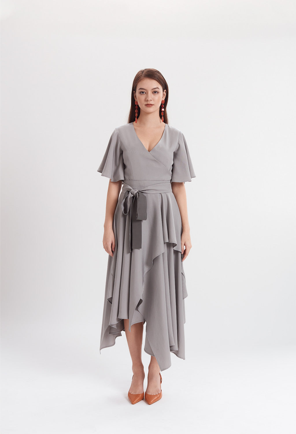 Two-tone Handkerchief Dress in Grey
