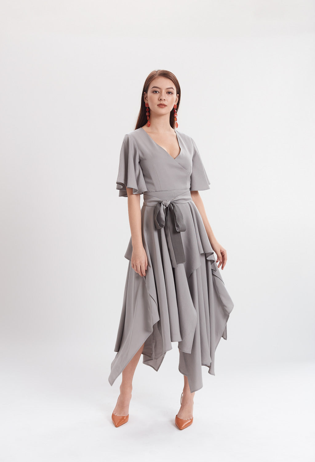 Two-tone Handkerchief Dress in Grey Kinquo Two-tone Handkerchief Dress in Grey Kinquo