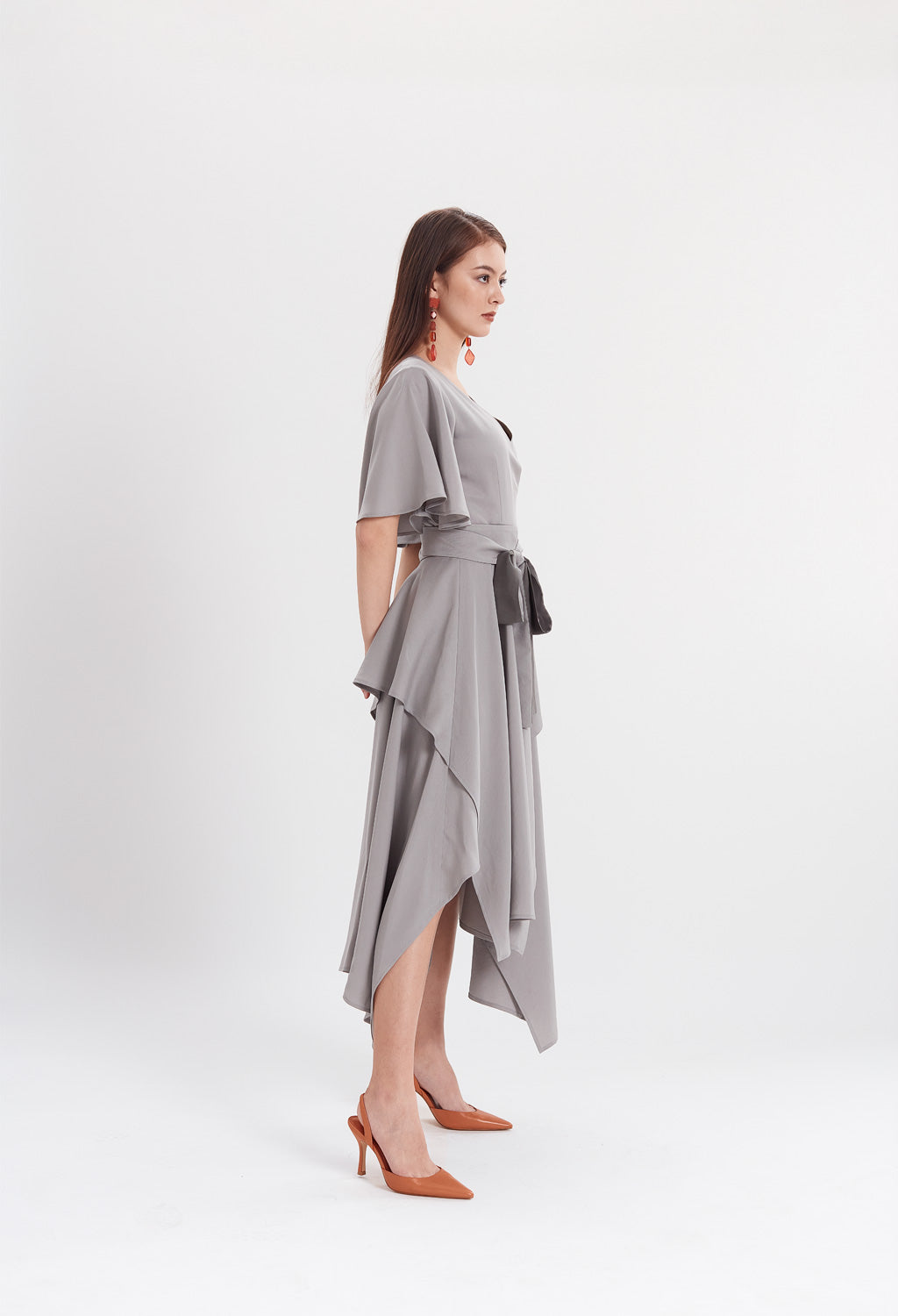 Two-tone Handkerchief Dress in Grey