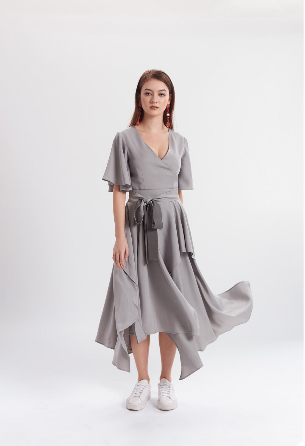Two-tone Handkerchief Dress in Grey