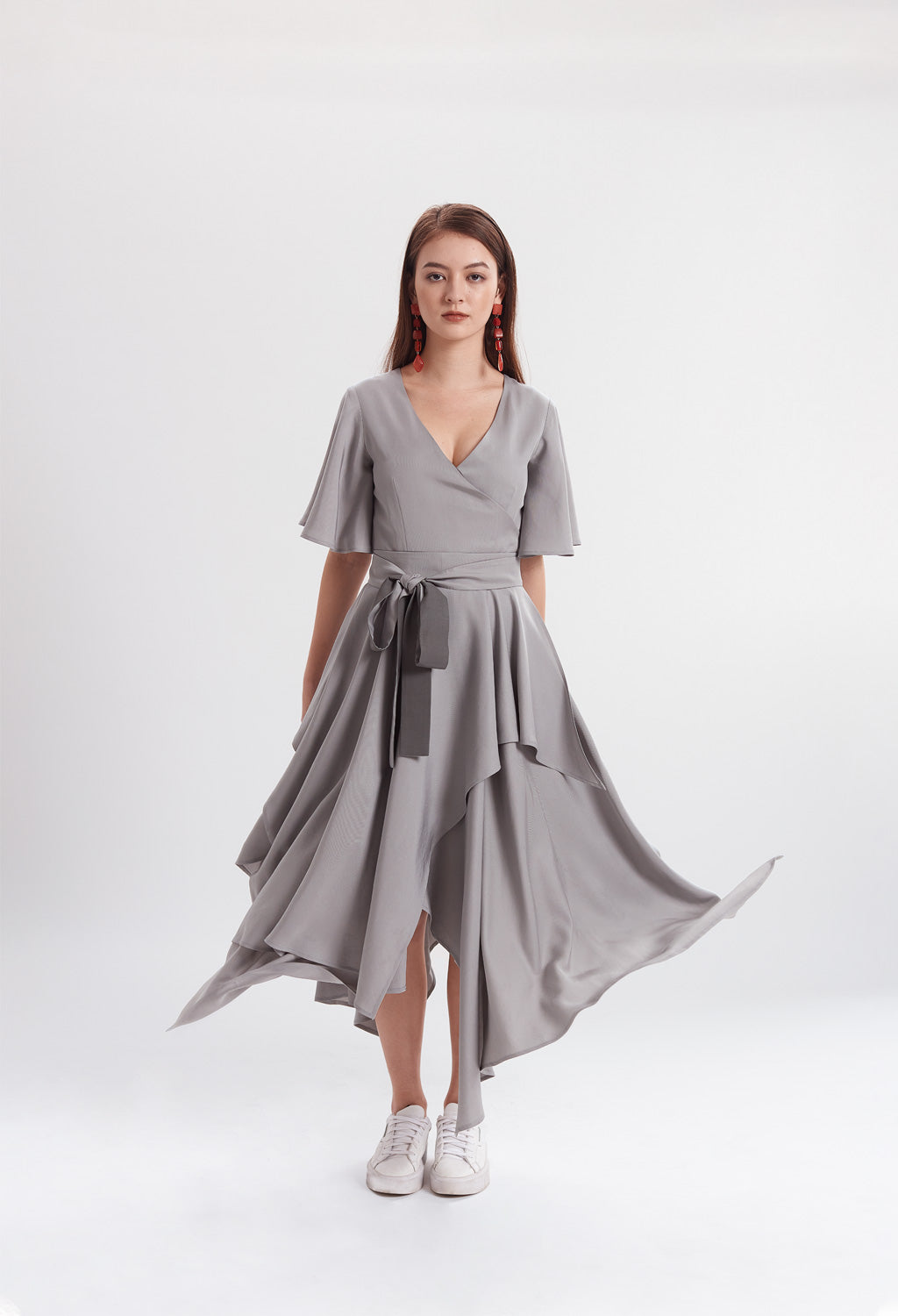 Two-tone Handkerchief Dress in Grey