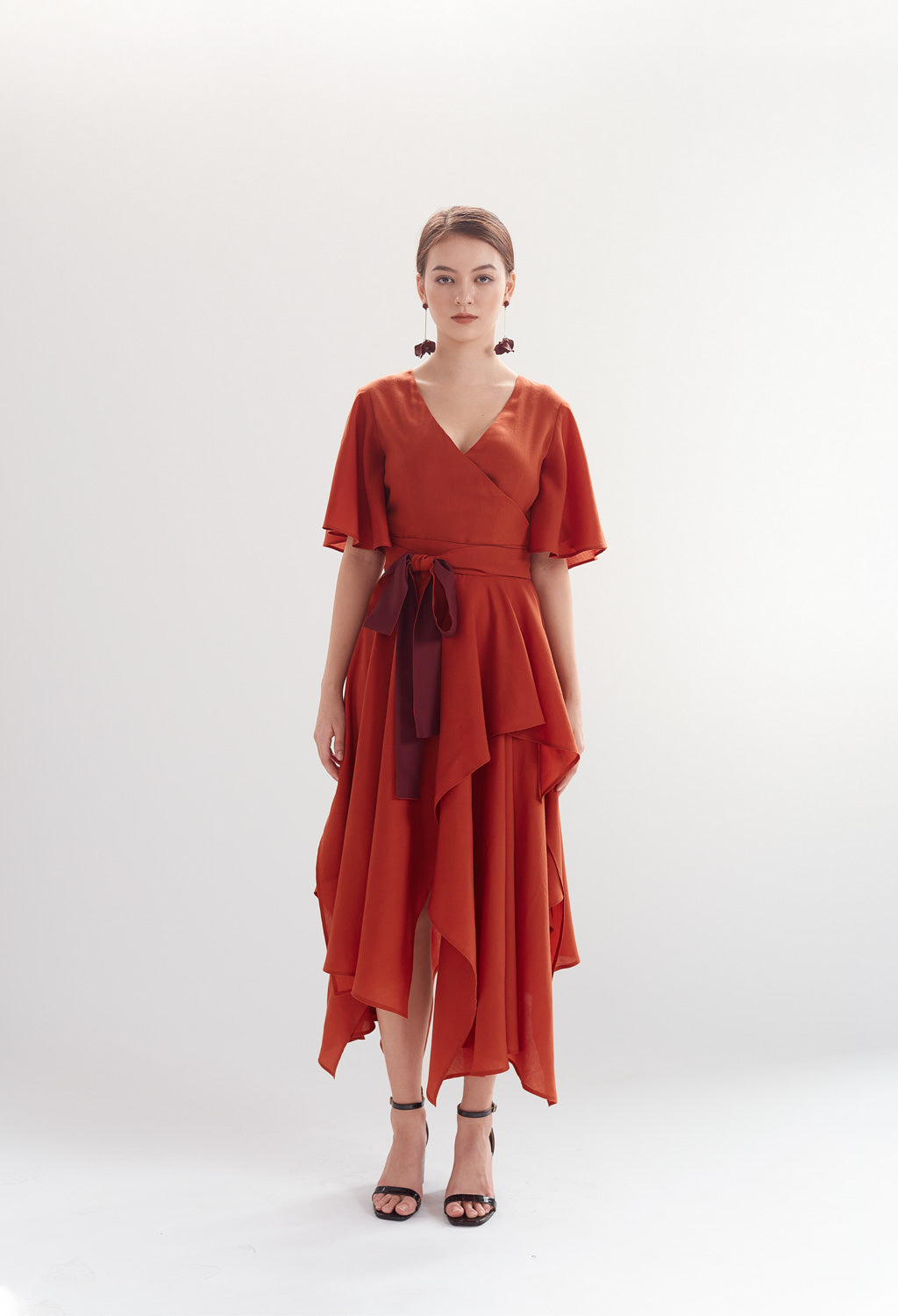 Two-tone Handkerchief Dress in Terracotta